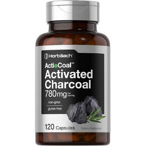 Horbäach Charcoal Pills 780mg | 120 Capsules | Activated Charcoal from Coconut Shells | Non-GMO and Gluten Free | Acti-Coal