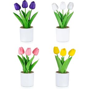 BLOSMON Table Decor Artificial Flowers Vase Small Fake Champagne Flower Arrangement 2pcs Floral Arrangement for Tables centerpieces Kitchen Dining Room Decorations Flower in Vase Silk Roses