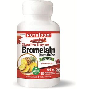 Bromelain Digestive Enzyme Pineapple Supplements, 2400 GDU, 500mg, Non-GMO, Vegan, Free of Gluten, Soy & Dairy (60 Count)
