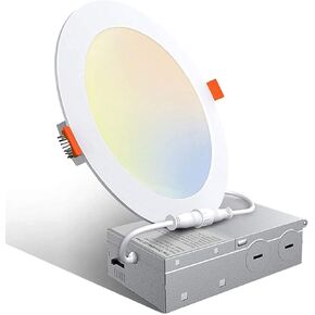 LED Panel Lights, AC 110V-130V 9W Dimmable 900LM Ultra-Thin 4 Inch LED Recessed Light with Junction Box, 2700K/3000K/3500K/4000K/5000K Selectable, for Home and Commercial Lighting (Round)