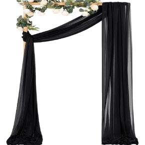 MLMC Wedding Arch Draping Fabric 2 Panels of Emerald Green 20Ft Chiffon Drapes for Ceremony Wedding Ceiling Decorations