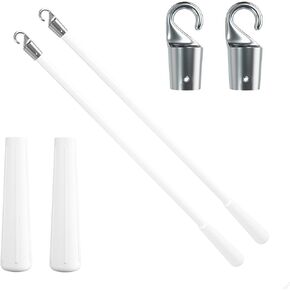 2 Pcs 12 inch Blind Wand, Vertical Blinds Replacement Parts with Hook and Grip, White Fiberglass Blind Tilt Wand, for Windows Curtain Door Shades Opener Accessory