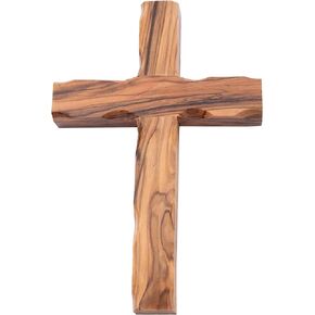 Olive Wood Gifts Shop Hand Made Olive Wood Cross with Silver Plated Metal (Crucifix 4.7 Inch) - Wall Hanging, from the Holy Land Where Jesus Was Born, Crucified and Rose on the 3rd Day