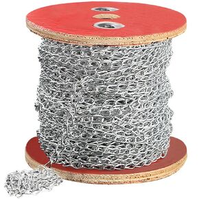 150ft Jack Chain, Galvanized Steel Link Chain with Spool Strong Heavy Coil Chain Hanging Chain Metal Light Fixture Chain for Feeders, Overhead Lights, Flowerpots, Pet Towing,1.4mm