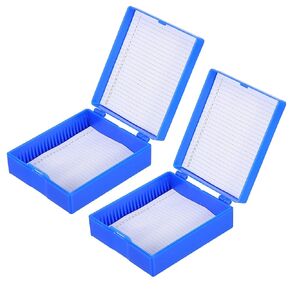 Microscope Slide Box Microscope Slide Case 2pcs Multi Slots Slide Storage Holder Slide Storage Container for Laboratory