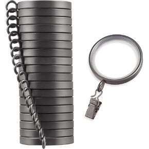 Cambria® Designer Series - Premium Easy Glide 18 Count Curtain Rings - Metal with Smooth, Quiet Nylon Inserts with Clips - 2 inch Diameter (1-5/8 inch Inside Diameter) - Brushed Gold Finish