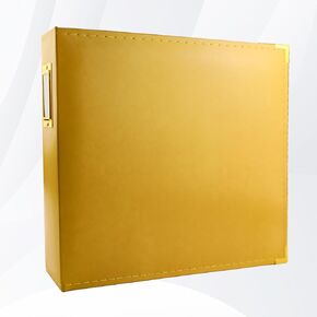 12x12 Photo Album 3 Ring Binder, Leather Cover Scrapbook Album 12x12 D-Ring with 10 Plastic Sleeves - Navy Blue