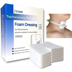 Tracheostomy Dressing Pad (24 Pcs),Thicken Sponges, Trach Stoma Care, Steriled