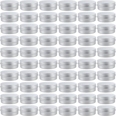 60PCS Metal Round Tins, 2 oz Aluminum Tin Cans Containers with Screw Lid for Lotion Bars, Balms, Salve, Spices or Beard Balm, DIY Candle Making Jar in Saudi Arabia