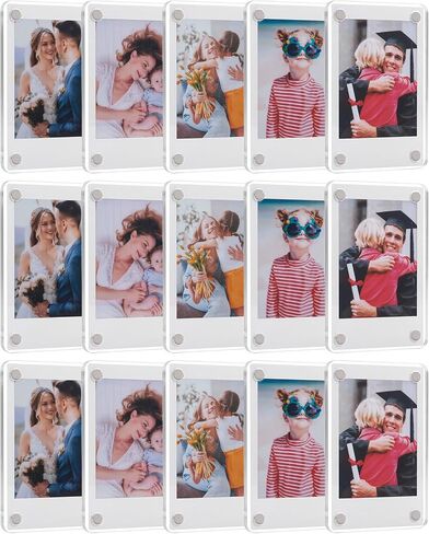 15 Pack- Acrylic Fridge Magnetic Frame, Acrylic Photo Picture Frames,Double Sided Photo Refrigerator Magnet Picture Frame for Fujifilm Instax Mini,Clear Picture Display Frame,2.36 x 3.54 Inch in Saudi Arabia