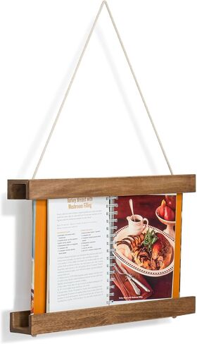Red Co. 16" Decorative Adjustable Wooden Hanging Book Frame Display Holder with Rope, Brown in Saudi Arabia