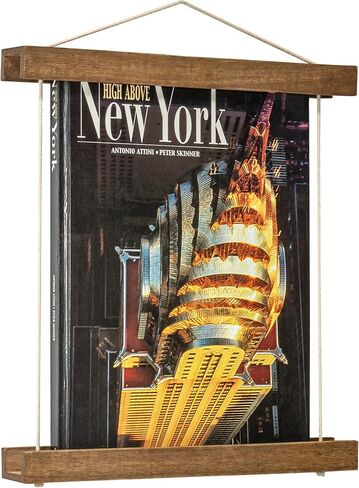 Red Co. 16" Decorative Adjustable Wooden Hanging Book Frame Display Holder with Rope, Brown in Saudi Arabia