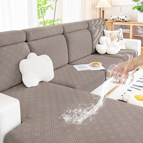 Smiry Waterproof Couch Cushion Covers, Stretch Sofa Cushion Covers, Soft Sofa Covers Washable, Magic Couch Cushion Slipcover Elastic Furniture Protector for Pets, Kids (2 Pack, Beige) in Saudi Arabia