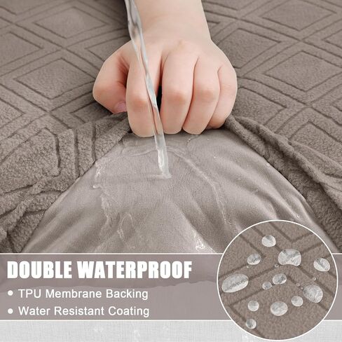 Smiry Waterproof Couch Cushion Covers, Stretch Sofa Cushion Covers, Soft Sofa Covers Washable, Magic Couch Cushion Slipcover Elastic Furniture Protector for Pets, Kids (2 Pack, Beige) in Saudi Arabia