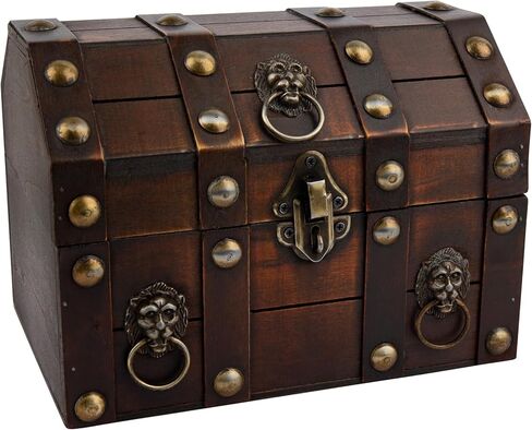 RP Remarkable Power, Large Treasure Chest Wooden Treasure Box Vintage Jewelry Box Large Trinket Storage Chest Box with Lock and Lids in Kuwait