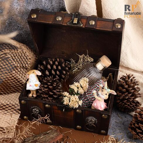 RP Remarkable Power, Large Treasure Chest Wooden Treasure Box Vintage Jewelry Box Large Trinket Storage Chest Box with Lock and Lids in Kuwait