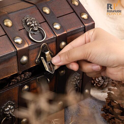 RP Remarkable Power, Large Treasure Chest Wooden Treasure Box Vintage Jewelry Box Large Trinket Storage Chest Box with Lock and Lids in Kuwait