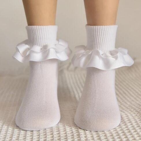 جوارب مكشكشة للفتيات من TWINKLING AT DOWN جوارب مكشكشة من الدانتيل لحديثي الولادة/الرضع/الأطفال الصغار/البنات in Kuwait