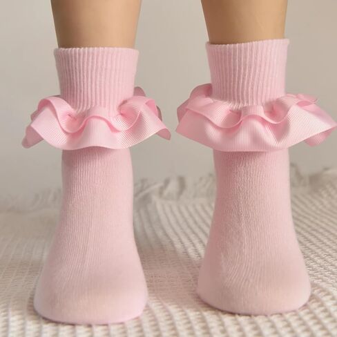 جوارب مكشكشة للفتيات من TWINKLING AT DOWN جوارب مكشكشة من الدانتيل لحديثي الولادة/الرضع/الأطفال الصغار/البنات in Kuwait
