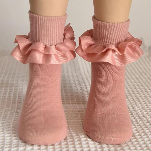 جوارب مكشكشة للفتيات من TWINKLING AT DOWN جوارب مكشكشة من الدانتيل لحديثي الولادة/الرضع/الأطفال الصغار/البنات in Kuwait