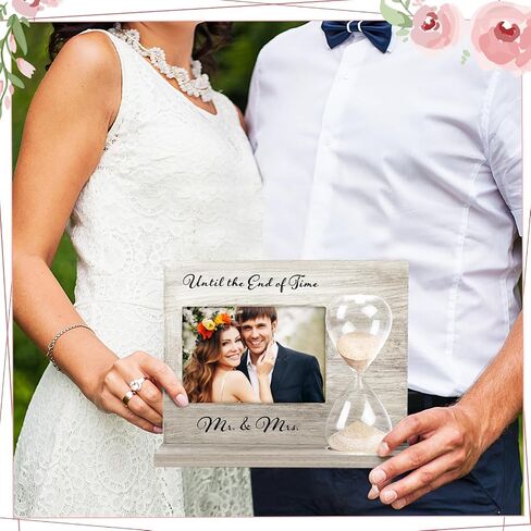 Blosssound Wedding Sand Ceremony Set Wooden Photo Frame Hourglass Funnel 2 Sand 2 Glass Bottles Picture Frame Sand Mixing Set Unity Sand Kit for Weddings Ceremony Beach Wedding Supplies in Saudi Arabia