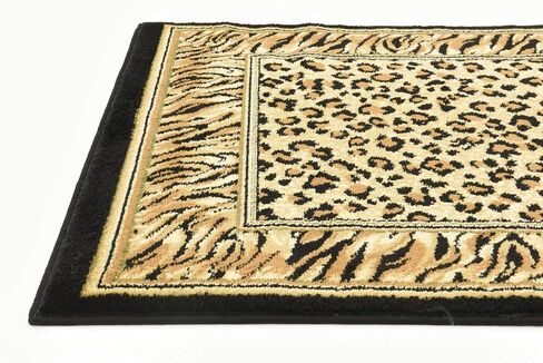 Unique Loom Wildlife Collection Animal Inspired with Cheetah Bordered Design Area Rug, 3 ft 3 in x 5 ft 3 in, Ivory/Black in Saudi Arabia