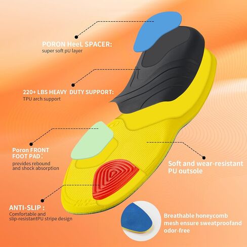 Plantar Fasciitis Relief Shoe Insoles(2 Pairs) High Arch Supports Inserts Men Shoe Inserts for Women Best Insoles for Standing all Day 2 in 1Foldable Shoehorn L (Mens 8-9.5/Womens 10-11.5) in Saudi Arabia