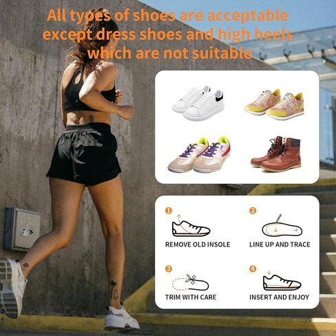 Plantar Fasciitis Relief Shoe Insoles(2 Pairs) High Arch Supports Inserts Men Shoe Inserts for Women Best Insoles for Standing all Day 2 in 1Foldable Shoehorn L (Mens 8-9.5/Womens 10-11.5) in Saudi Arabia