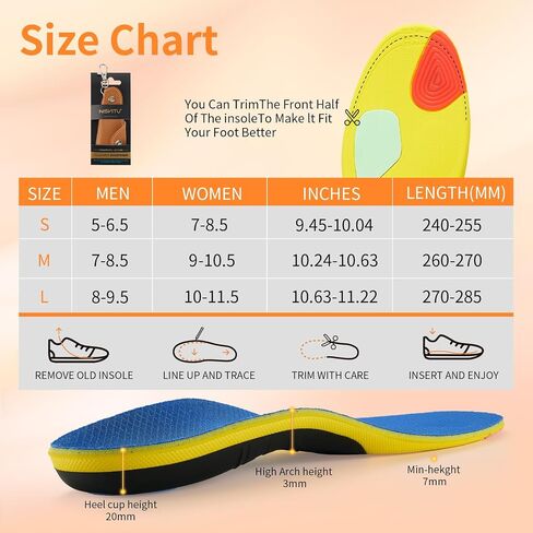 Plantar Fasciitis Relief Shoe Insoles(2 Pairs) High Arch Supports Inserts Men Shoe Inserts for Women Best Insoles for Standing all Day 2 in 1Foldable Shoehorn L (Mens 8-9.5/Womens 10-11.5) in Saudi Arabia