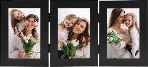 Frametory, 5x7 Double Picture Frame Hinged Photo Frames Two Folding Frame Desktop Glass Frame Vertical (Gray, 5x7 Double) in Saudi Arabia
