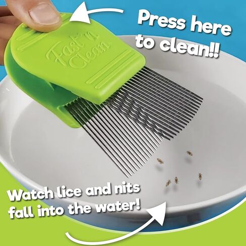 Fast 'n Clean - مشط القمل الاحترافي ذاتي التنظيف، يزيل قمل الرأس والصئبان بشكل أسرع، الفولاذ المقاوم للصدأ، علاج طبيعي لقمل الرأس، لا يسحب الشعر، مشط فعال للبراغيث، علاج للقشرة. in Saudi Arabia