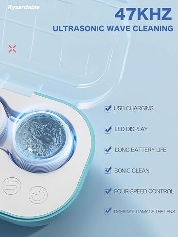 Ultrasonic Contact Lens Cleaner Machine, with Timer Display,Fit Disposal Soft Lens, Colored Contact Lens, RGP Lens and OK Lens (Gradient Blue) in Saudi Arabia