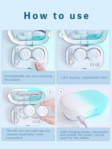 Ultrasonic Contact Lens Cleaner Machine, with Timer Display,Fit Disposal Soft Lens, Colored Contact Lens, RGP Lens and OK Lens (Gradient Blue) in Saudi Arabia