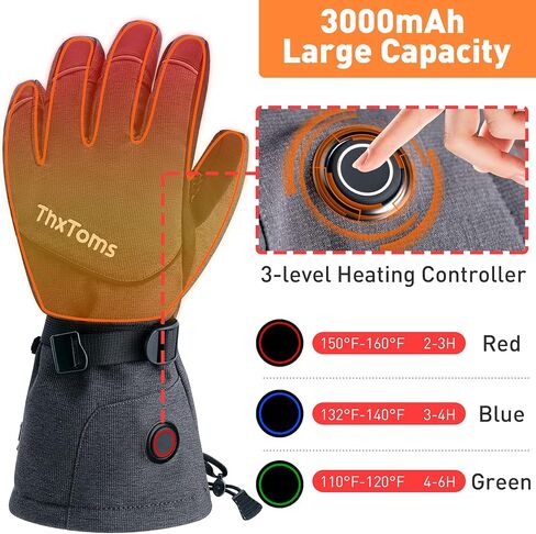 قفازات ThxToms الحرارية أفضل هدية للرجال والنساء، قفازات التزلج الكهربائية القابلة لإعادة الشحن وقفازات التزلج على الجليد المقاومة للماء لتدفئة اليد الحرارية in Kuwait