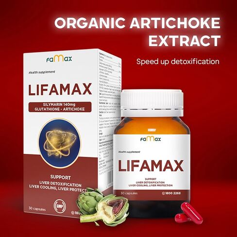 Liver Supplement, Dry Artichoke Silymarin Milk Thistle Vitamin C & B2 Herbal Detox & Repair Formula Support Cleanse, 30 Capsules, Dairy Free, Soy Free, Gluten Free, Natural Energy Support in Saudi Arabia