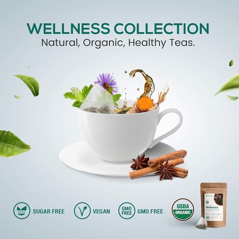 Herbaly Wellness Collection Tea - 8 Active Herbs - Improve General Health, Strengthen Immunity - Natural, Organic, Non-GMO, Vegan, Sugar Free - 3 Pack, 84 Pyramid Tea Bags in Saudi Arabia