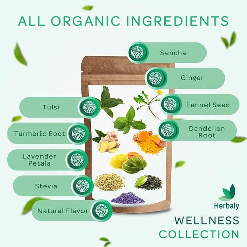 Herbaly Wellness Collection Tea - 8 Active Herbs - Improve General Health, Strengthen Immunity - Natural, Organic, Non-GMO, Vegan, Sugar Free - 3 Pack, 84 Pyramid Tea Bags in Saudi Arabia
