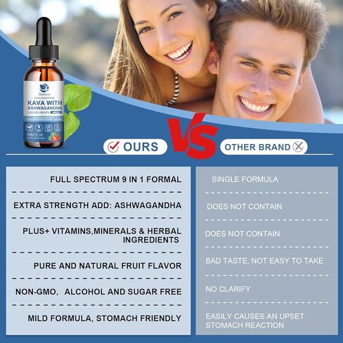 مكمل مستخلص جذور كافا كافا - مستخلص كافا عالي التركيز مهدئ مع أشواغاندا للاسترخاء والكبد والدعم الإدراكي والجهاز المناعي - نباتي، خالي من الكحول in Kuwait