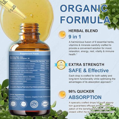 مكمل مستخلص جذور كافا كافا - مستخلص كافا عالي التركيز مهدئ مع أشواغاندا للاسترخاء والكبد والدعم الإدراكي والجهاز المناعي - نباتي، خالي من الكحول in Kuwait