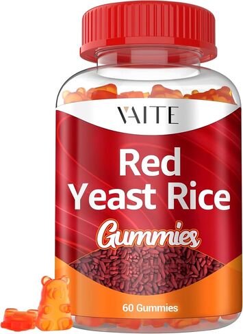 VAITE Red Yeast Rice with Coq10 Gummies - 1200 mg RYR Synergy Organic Supplement with Coenzyme Q10 Monacolin K for High Cholesterol Non-GMO & Citrinin Free Herbal Vegetarian Gummy Chews 60 Count in Saudi Arabia