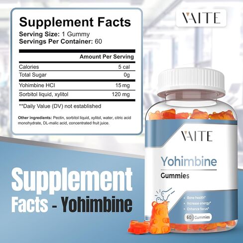 علكة يوهيمبين حمض الهيدروكلوريك 15 ملغ - مكملات عشبية قوية للرجال والنساء، ومضادات الأكسدة، ومستخلص لحاء يوهمبي المعزز، وخالي من الغلوتين، وغير معدل وراثيًا - يعزز الطاقة، ويحسن الأداء، ويدعم الحيوية in Kuwait
