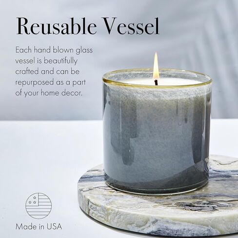 شمعة LAFCO New York المميزة، Feu de Bois - 15.5 أونصة - وقت حرق 90 ساعة - وعاء زجاجي منفوخ يدويًا قابل لإعادة الاستخدام - صنع في الولايات المتحدة الأمريكية in Kuwait