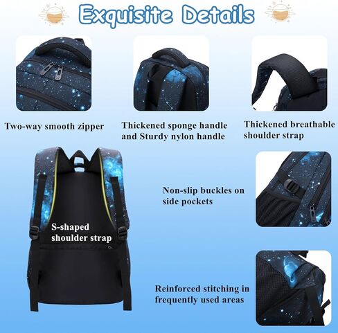حقيبة ظهر Armbq 3 قطع Galaxy Kids للأولاد مع صندوق غداء حقيبة كتب أولية كاجوال خفيفة الوزن مقاومة للماء حقائب مدرسية للمراهقين in Kuwait
