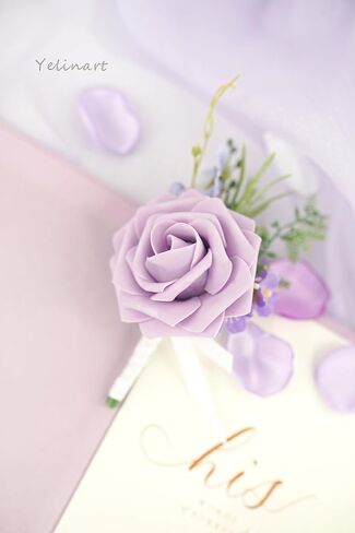 قطعة واحدة من Yelinart من Sinlge باللون الأبيض العاجي للرجال لحفلات الزفاف ورفقاء العريس كريم زهور الورد الاصطناعية لحفلات الزفاف والذكرى السنوية وحفلات العشاء الرسمية in Kuwait