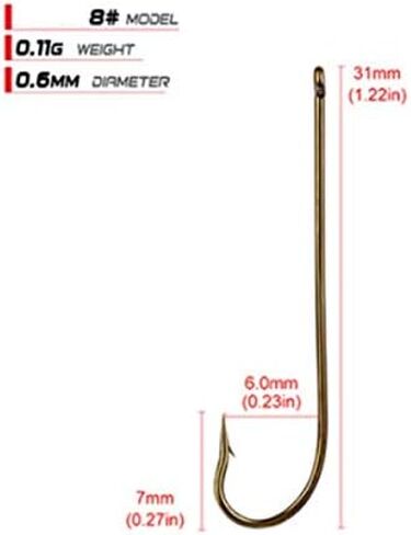 100pcs Long Shank Fishing Hooks High Carbon Steel Fly Tying Jig Hooks Super Sharp Barbed Hook Tips Tan Color 13 Sizes for Choice in Saudi Arabia