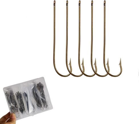 100pcs Long Shank Fishing Hooks High Carbon Steel Fly Tying Jig Hooks Super Sharp Barbed Hook Tips Tan Color 13 Sizes for Choice in Saudi Arabia