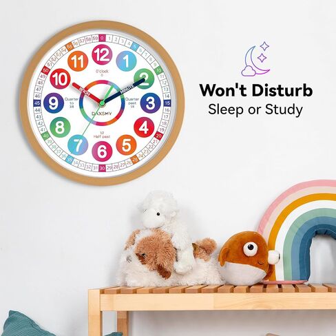 Learning Clock for Kids Telling Time Easily Teaching Clock Silent Non Ticking Battery Operated Colorful Teaching Time Clock Decorative for Kids Room Classroom School Playroom (8 Inch) in Saudi Arabia