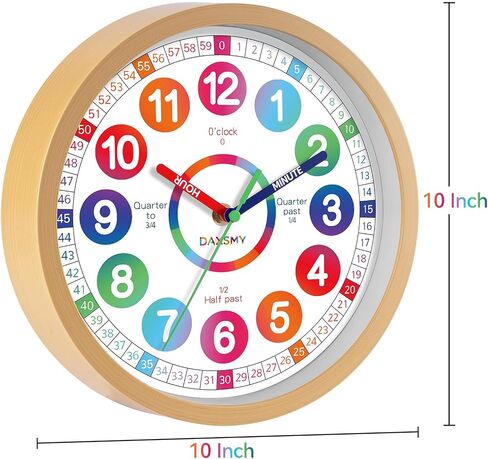Learning Clock for Kids Telling Time Easily Teaching Clock Silent Non Ticking Battery Operated Colorful Teaching Time Clock Decorative for Kids Room Classroom School Playroom (8 Inch) in Saudi Arabia