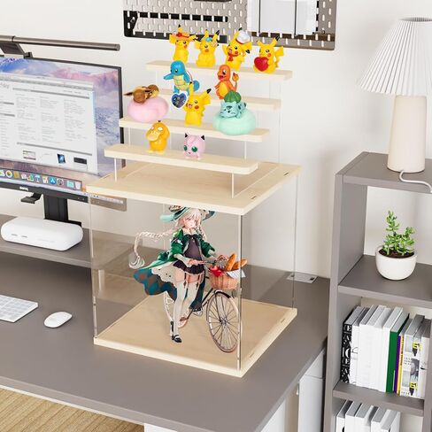 Nynelly Acrylic Display Case for Collectibles, 5 Tier Clear Rock Display Case Stand, Assemble Countertop Display Box Storage Showcase for Mini Funko Pop Figures Collectibles Toys,Pink in Kuwait