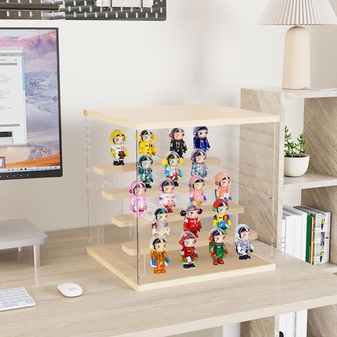 Nynelly Acrylic Display Case for Collectibles, 5 Tier Clear Rock Display Case Stand, Assemble Countertop Display Box Storage Showcase for Mini Funko Pop Figures Collectibles Toys,Pink in Kuwait